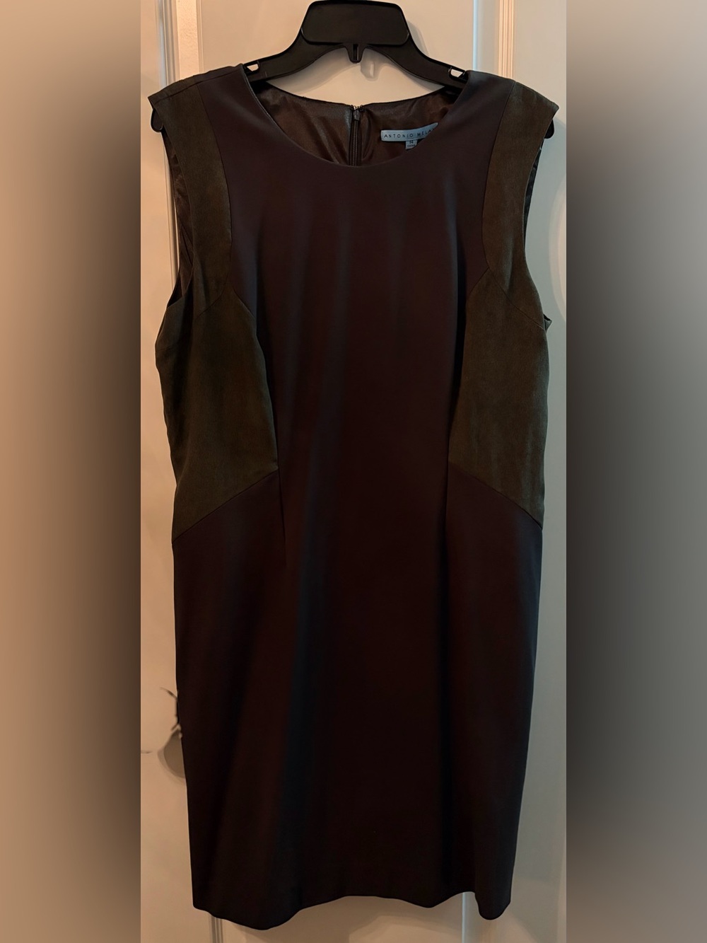 ANTONIO MELANI Olive Green Dress with Suede Panels